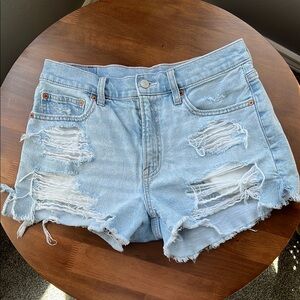 American Eagle Outfitters Blue High-Waisted Jean Shorts